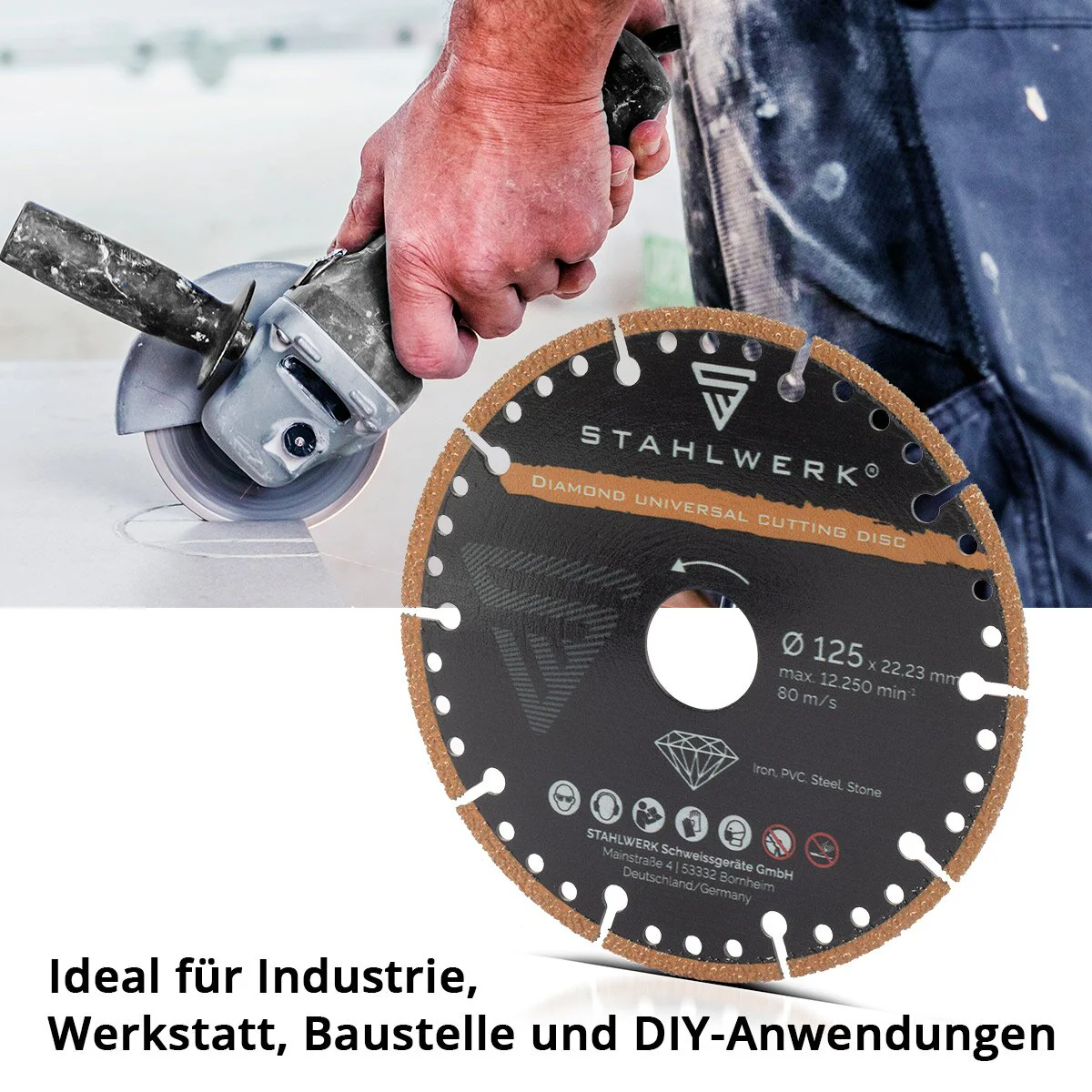 STAHLWERK Diamant Universal Trennscheibe 125 x 22,23 mm | Eisen, PVC, Stahl, Stein | Hohe Schnittpräzision & lange Lebensdauer - Image 4
