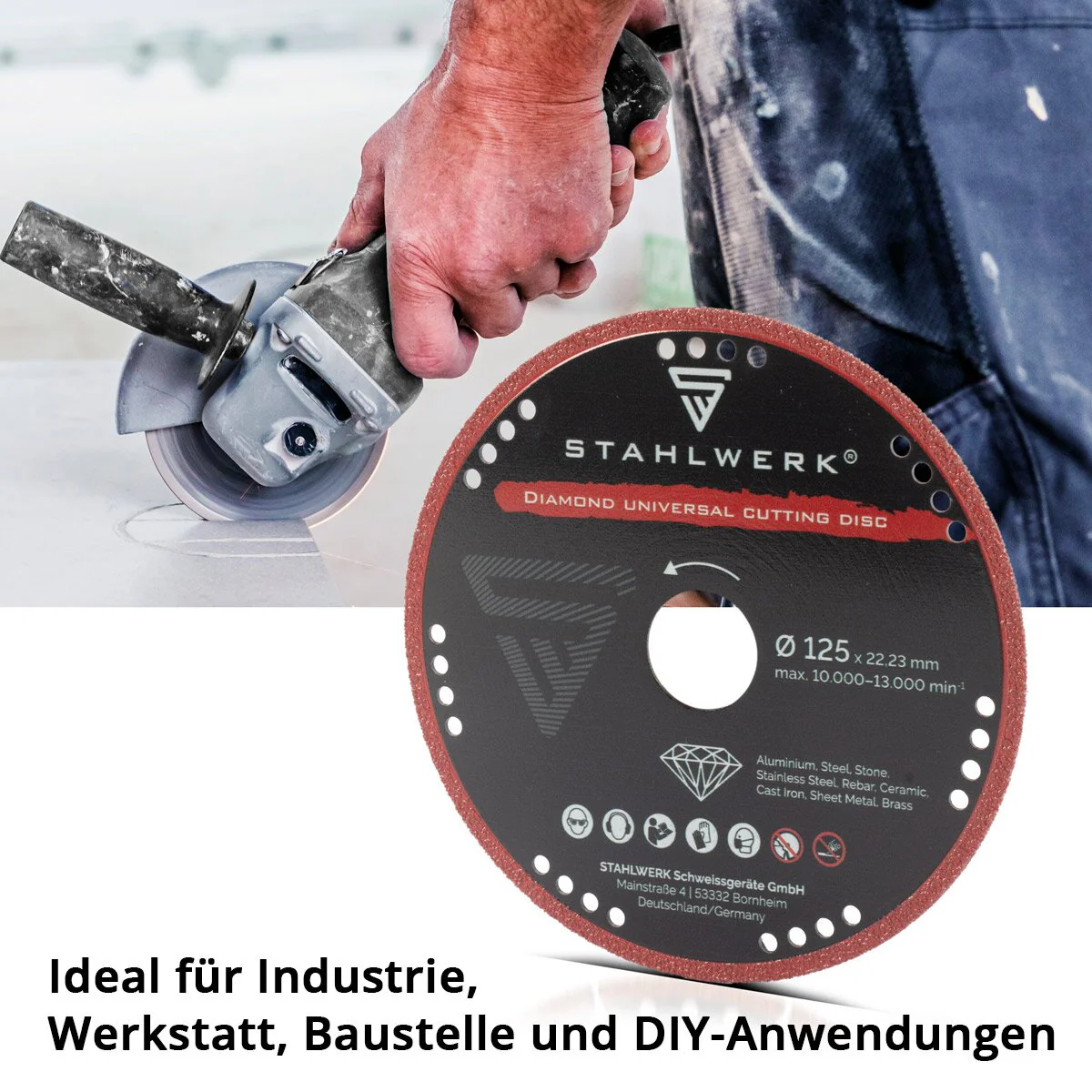 STAHLWERK Diamant Universal Trennscheibe 2er Set 125 x 22,23 mm | Aluminium, Stahl, Stein, Glas | Hohe Schnittpräzision & lange Lebensdauer - Image 6