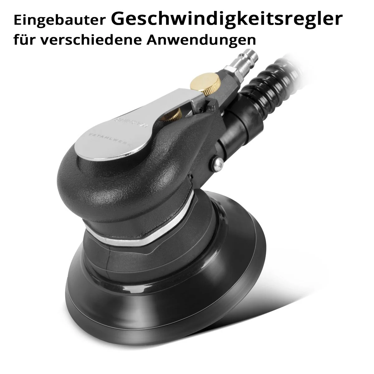 STAHLWERK Druckluft Exzenterschleifer DES-125 ST mit 14er Set Gitternetz-Klett-Schleifscheiben P60-P320 Druckluftschleifer mit 125 mm Schleifteller | Poliermaschine mit Absaugsystem und Staubsack - Image 2