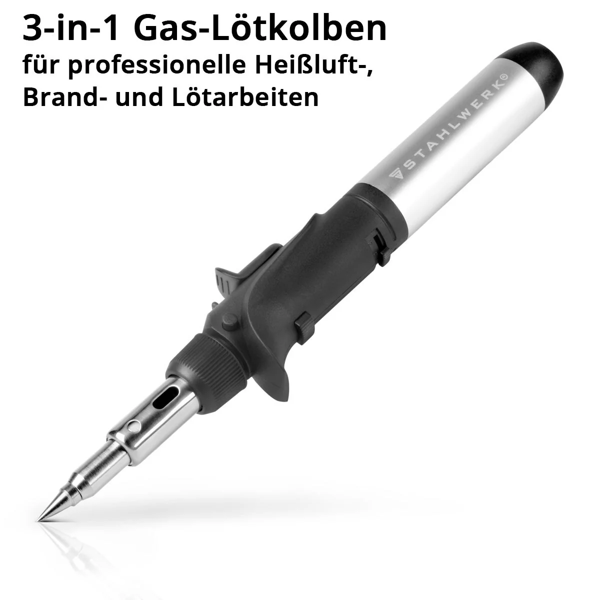 STAHLWERK Gas-Lötkolben GLK-500 ST 10-teiliges 3-in-1 Gas-Löt-Set | Lötgerät | Lötstation | Lötpistole mit 200 - 500°C Löttemperatur und 1.300°C Flammdüse für Heißluft-, Brand- und Lötarbeiten - Image 13