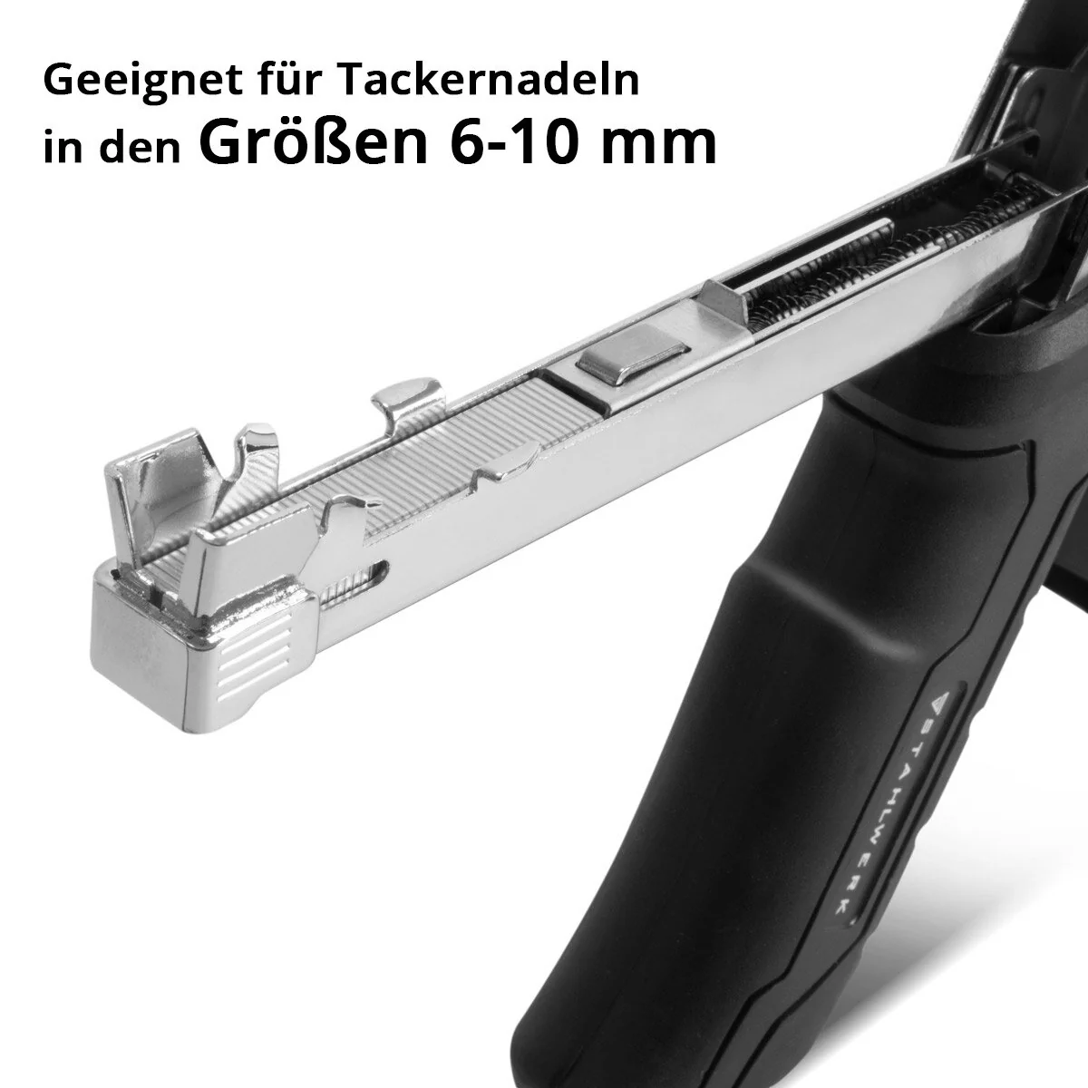 STAHLWERK Hammertacker mit 1000 Tackerklammern Profi-Tacker | Schlagtacker | Handtacker | Schlaghefter | Hammernagler | Klammertacker | Klammergerät für Klammern 6-10 mm Typ G - Image 2