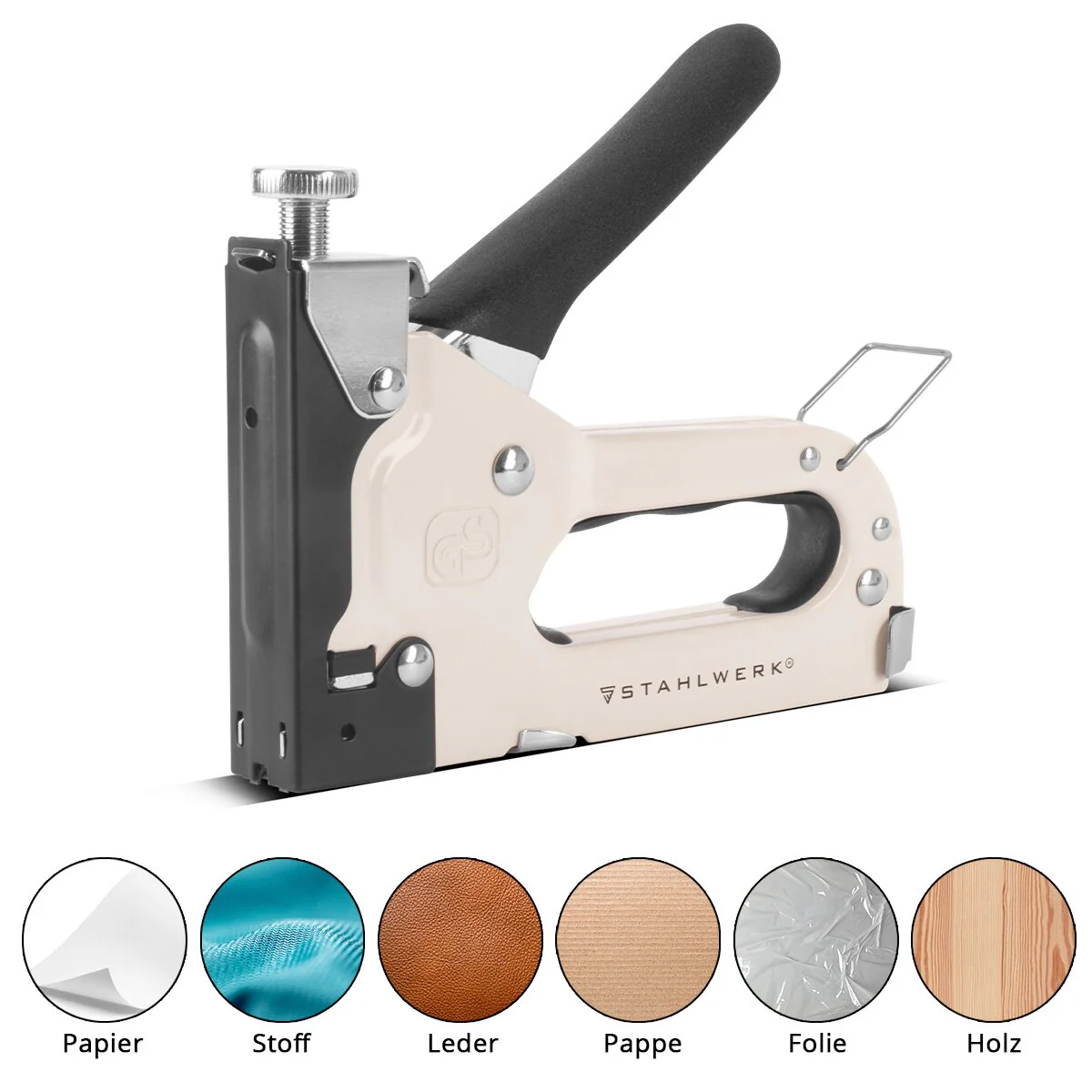 STAHLWERK Handtacker Set HTS-100 ST mit Tacker, Klammerentferner und jeweils 500 D-Klammern, U-Klammern und T-Nägeln - Image 11
