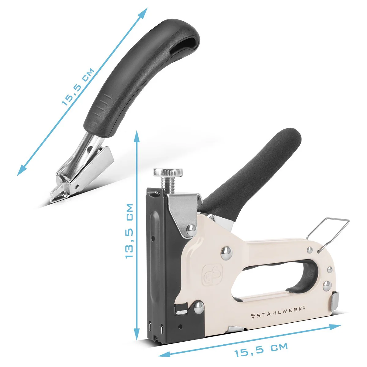 STAHLWERK Handtacker Set HTS-100 ST mit Tacker, Klammerentferner und jeweils 500 D-Klammern, U-Klammern und T-Nägeln - Image 6