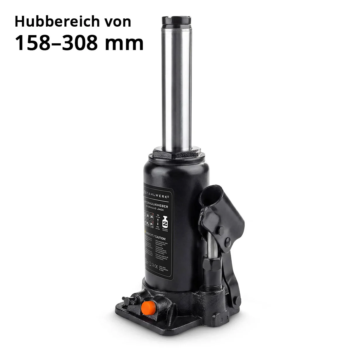 STAHLWERK Hydraulikheber GW0204 mit 2 t Tragkraft | Hubbereich 158 – 308 mm | Kompakter Stempelwagenheber | Hydraulik-Wagenheber | Stabiler Flaschenwagenheber für Maschinen, Nutzfahrzeuge und Pkw - Image 4