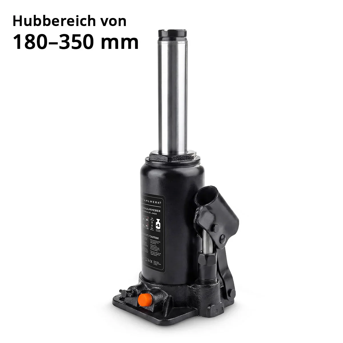 STAHLWERK Hydraulikheber GW0404 mit 4 t Tragkraft | Hubbereich 180 - 350 mm | Kompakter Stempelwagenheber | Hydraulik-Wagenheber | Stabiler Flaschenwagenheber für Maschinen, Nutzfahrzeuge und Pkw - Image 4