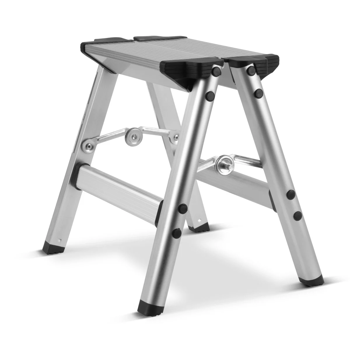 STAHLWERK Klapptritt KT-1 ST mit 120 kg Tragkraft Aluminium-Leiter | Klappleiter | Trittleiter | Schemel | Tritthocker mit rutschfester Stufe - Image 3