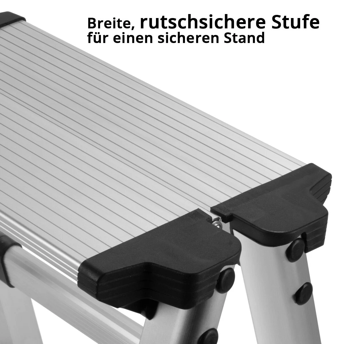 STAHLWERK Klapptritt KT-1 ST mit 120 kg Tragkraft Aluminium-Leiter | Klappleiter | Trittleiter | Schemel | Tritthocker mit rutschfester Stufe - Image 4