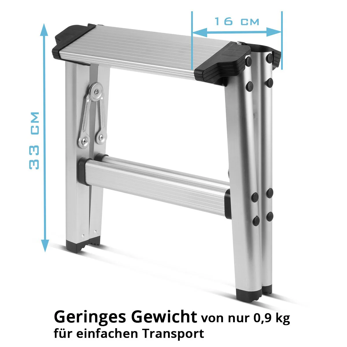 STAHLWERK Klapptritt KT-1 ST mit 120 kg Tragkraft Aluminium-Leiter | Klappleiter | Trittleiter | Schemel | Tritthocker mit rutschfester Stufe - Image 6