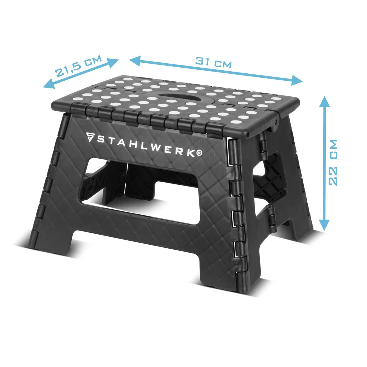 STAHLWERK Klapptritt KT-2 ST mit 150 kg Tragkraft Faltbarer Tritthocker | Klapphocker | Schemel | Trittstufe | Klappleiter | Trittleiter mit rutschfester Stufe - Image 10