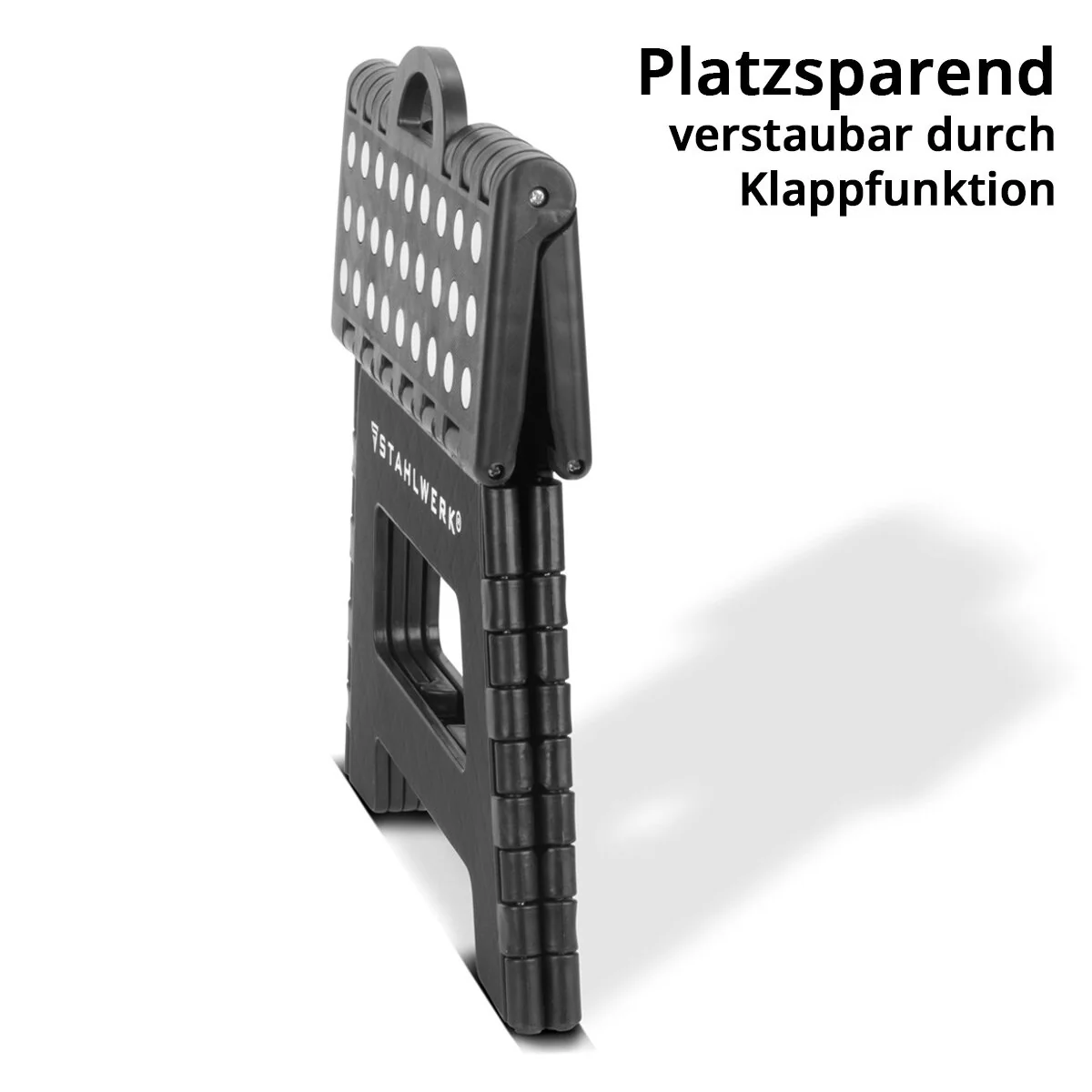 STAHLWERK Klapptritt KT-2 ST mit 150 kg Tragkraft Faltbarer Tritthocker | Klapphocker | Schemel | Trittstufe | Klappleiter | Trittleiter mit rutschfester Stufe - Image 2