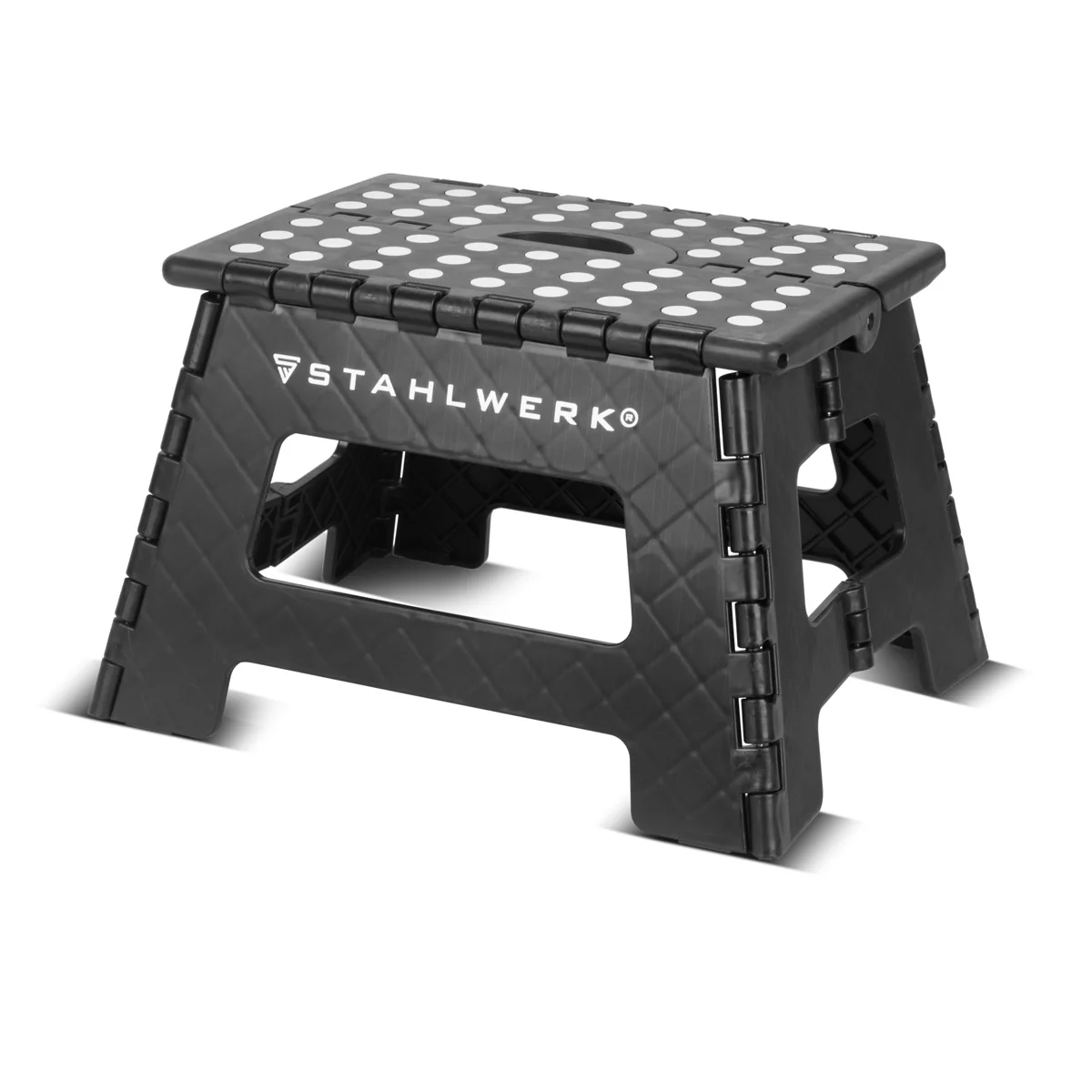 STAHLWERK Klapptritt KT-2 ST mit 150 kg Tragkraft Faltbarer Tritthocker | Klapphocker | Schemel | Trittstufe | Klappleiter | Trittleiter mit rutschfester Stufe - Image 3