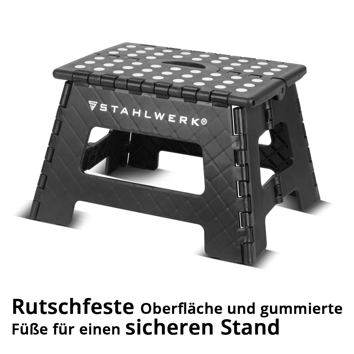 STAHLWERK Klapptritt KT-2 ST mit 150 kg Tragkraft Faltbarer Tritthocker | Klapphocker | Schemel | Trittstufe | Klappleiter | Trittleiter mit rutschfester Stufe - Image 5