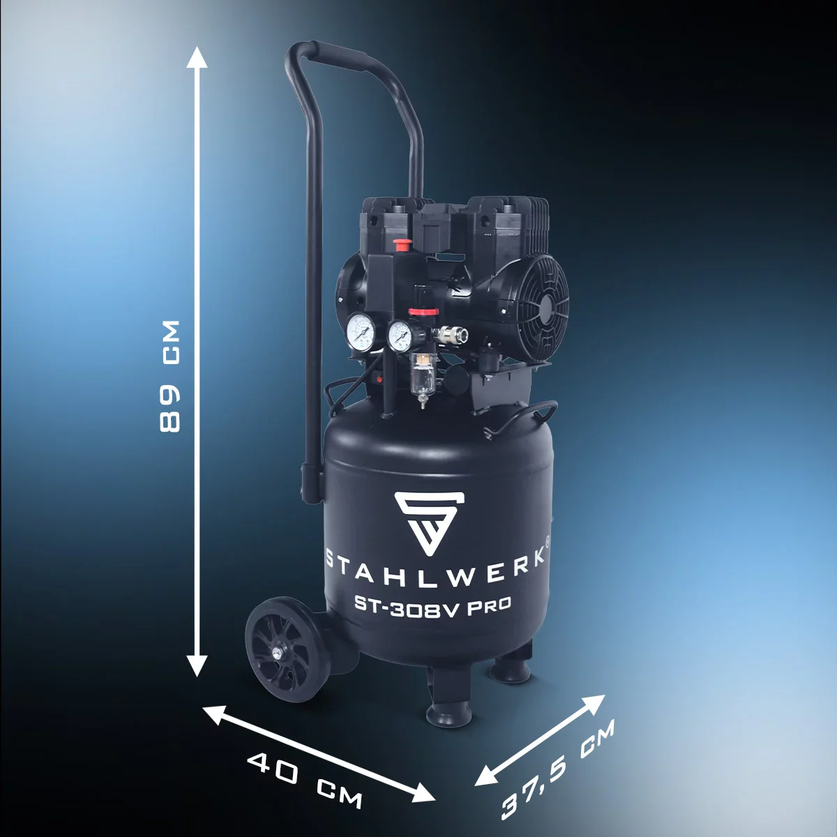 STAHLWERK Kompressor ST-308V Pro mit 8 bar | 1,97 PS | 1,45 kW | 250 l/min | 30 L Tank | Kompakter Druckluft-Kompressor | Kolben-Kompressor | Silent-Kompressor | Flüster-Kompressor mit Brushless-Motor - Image 7