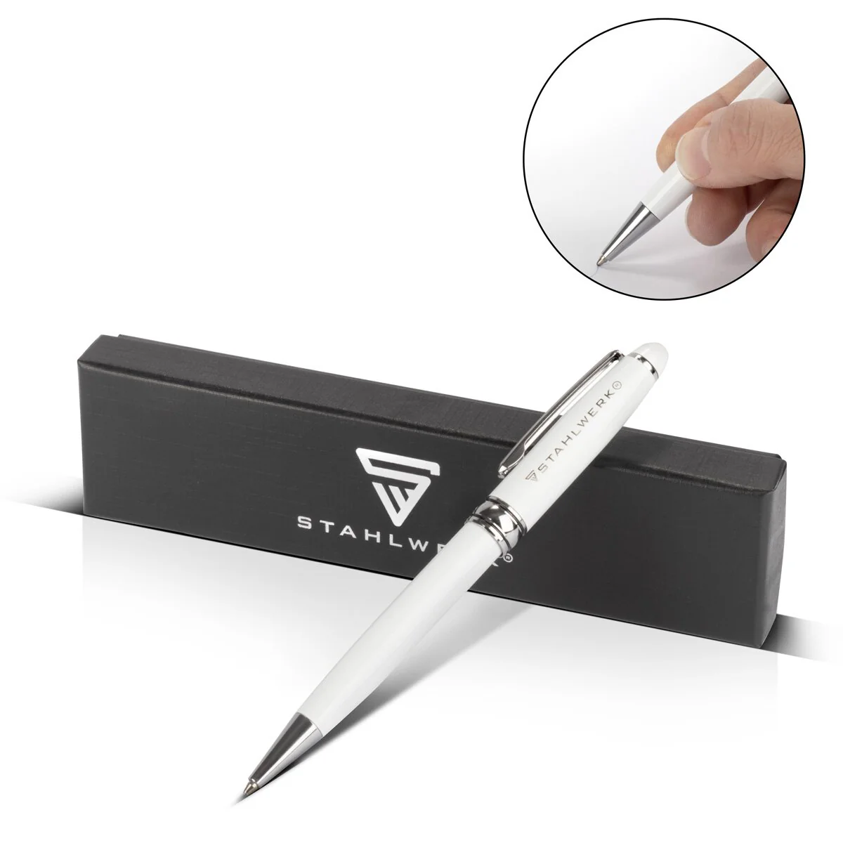 STAHLWERK Kugelschreiber mit Gravur Premium-Kugelschreiber | Stift | Kuli | Schreibgerät mit Halte-Clip und edler Geschenkverpackung