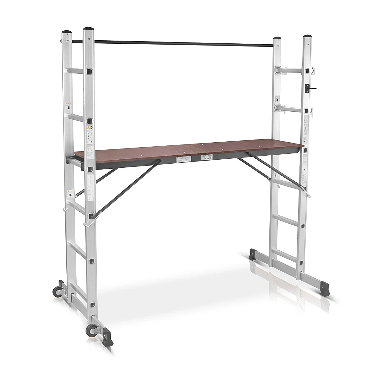 STAHLWERK Leitergerüst LG-270 ST 150 kg Tragkraft, 3 in 1 Mehrzweckleiter / Aluminium Klappleiter / Arbeitsgerüst / Arbeitsplattform / Gerüst mit rutschfesten Sprossen inklusive 7 Jahre Hersteller-Garantie - Image 3