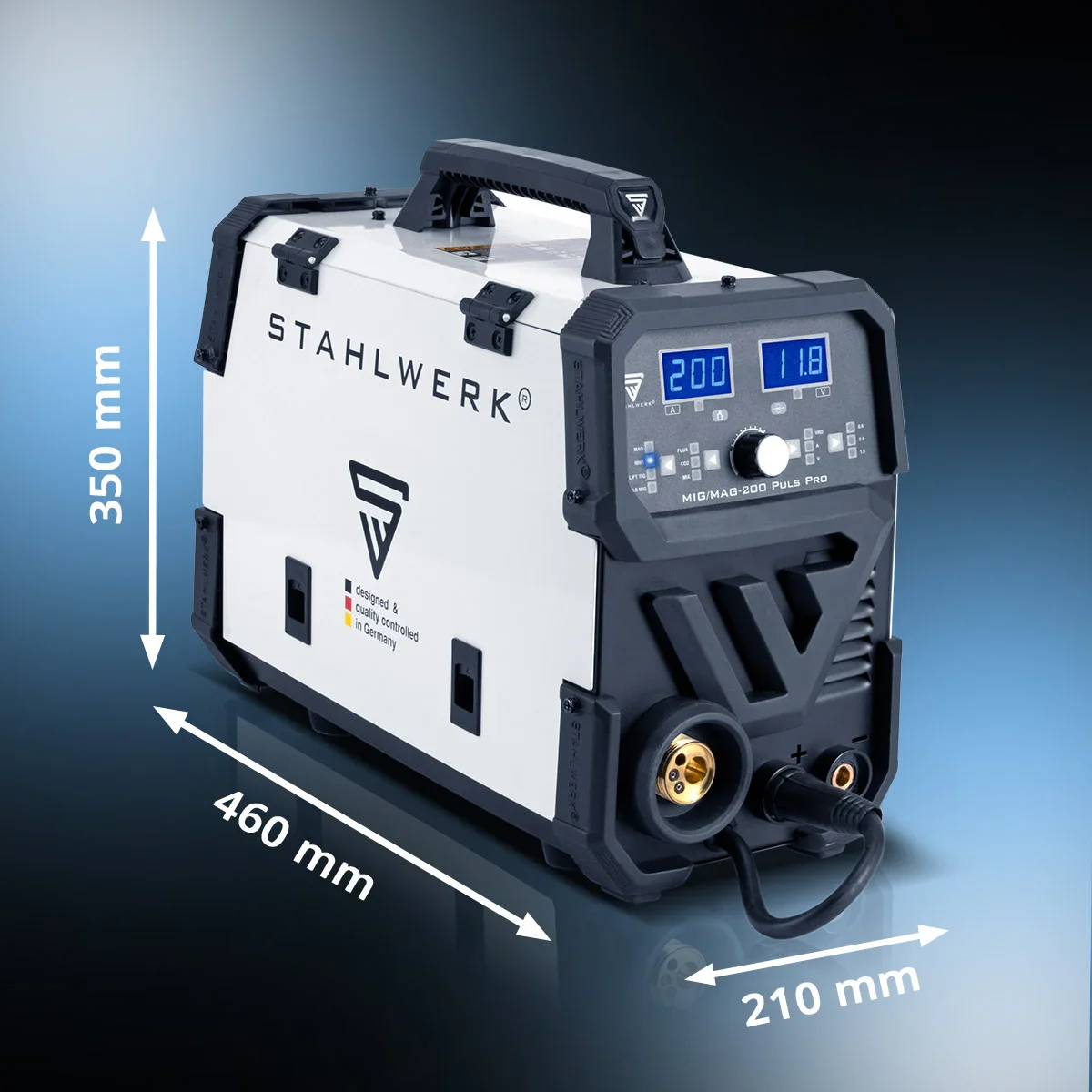 STAHLWERK MIG MAG 200 Puls Pro Schutzgas Schweißgerät Vollsynergisches 5 in 1 Kombigerät mit echten 200 Ampere inklusive AK25/MB25 Alu-Schweißbrenner, Verschleißteile-Set für Aluminium-Schweißen - Image 10