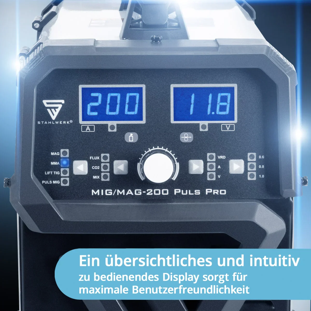 STAHLWERK MIG MAG 200 Puls Pro Schutzgas Schweißgerät Vollsynergisches 5 in 1 Kombigerät mit echten 200 Ampere inklusive AK25/MB25 Alu-Schweißbrenner, Verschleißteile-Set für Aluminium-Schweißen - Image 4
