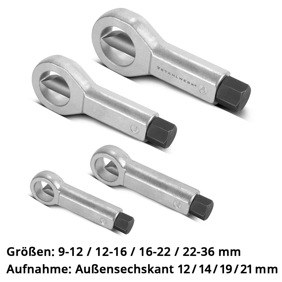 STAHLWERK Mutternsprenger Set 9-36 mm 4-teiliger Mutternsprenger Satz | Mutternlöser | Mutternöffner | Mutternspalter | Werkzeug zum Lösen festsitzender Muttern - Image 6