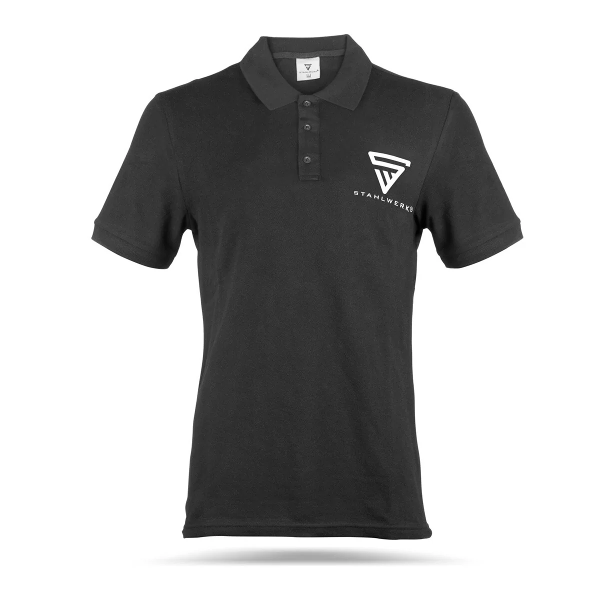 STAHLWERK Polo-Shirt Größe XL Schwarz Kurzarm Polo-Hemd mit Logo-Print aus 100% Baumwolle - Image 3