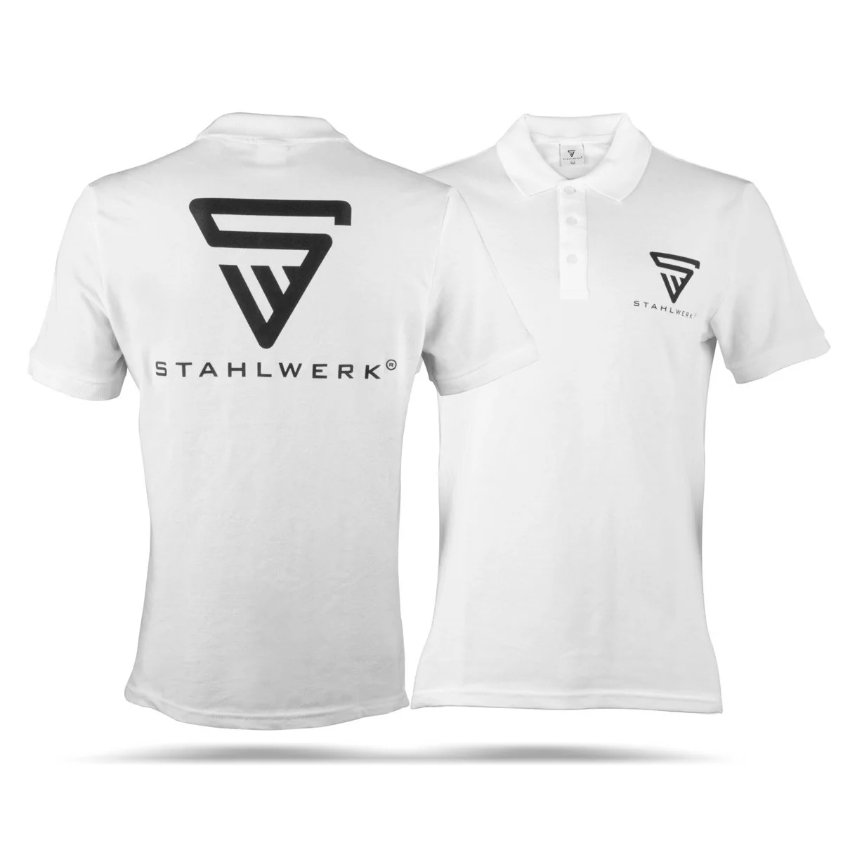 STAHLWERK Polo-Shirt Größe XL Weiß Kurzarm Polo-Hemd mit Logo-Print aus 100% Baumwolle - Image 7