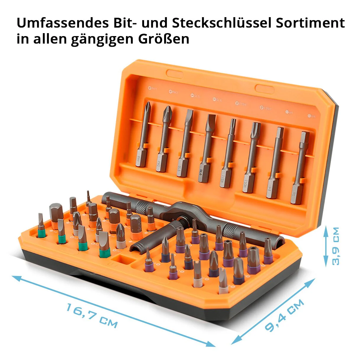 STAHLWERK Ratschen-Schraubendreher-Bit-Set RBS-42 ST 42-teilig Ratsche | Ratschenschlüssel | Steckschlüssel | Ratschen-Schraubenzieher mit T-Griff und umfangreichem Bit-Satz - Image 7