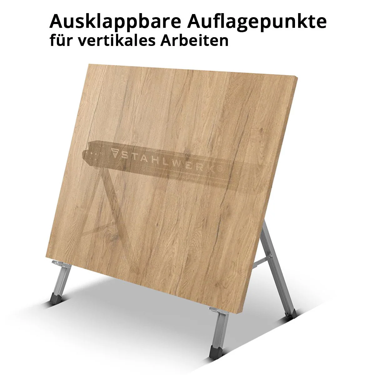 STAHLWERK Sägebock SB-757 ST im 2er Set pulverbeschichteter Metall-Arbeitsbock | Universal-Klappbock | Gerüstbock mit einer maximalen Tragkraft von 500 kg und seitlicher Halterung - Image 11