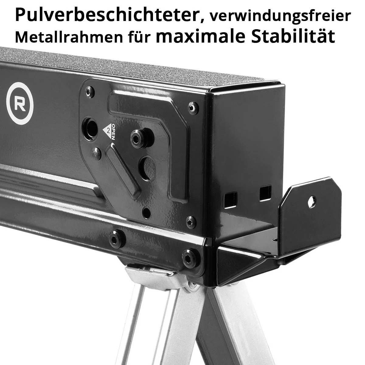 STAHLWERK Sägebock SB-757 ST im 2er Set pulverbeschichteter Metall-Arbeitsbock | Universal-Klappbock | Gerüstbock mit einer maximalen Tragkraft von 500 kg und seitlicher Halterung - Image 5