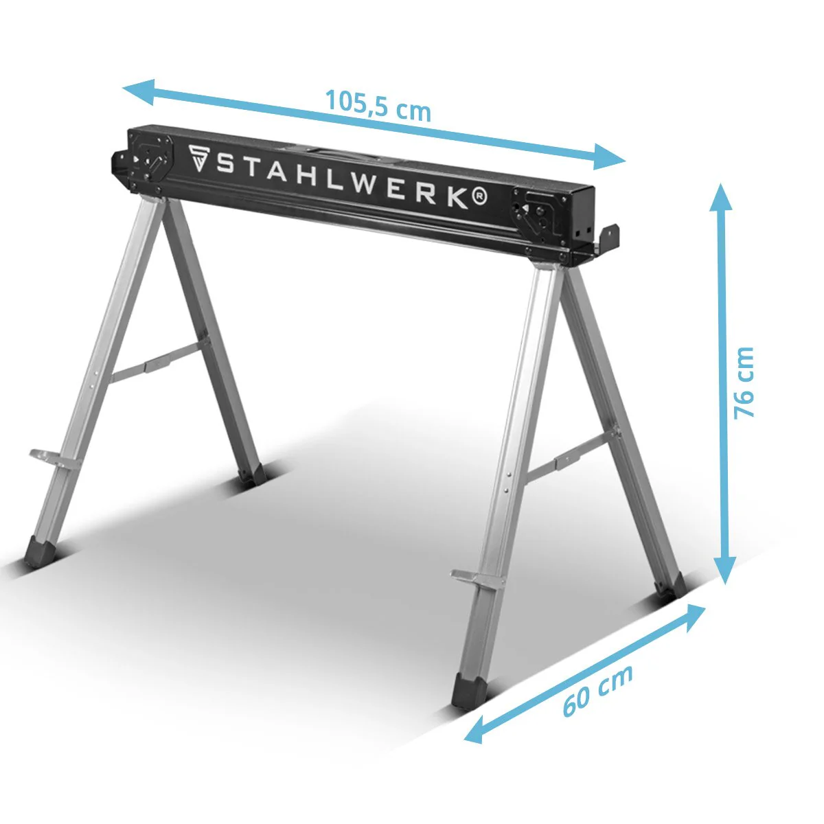 STAHLWERK Sägebock SB-757 ST im 2er Set pulverbeschichteter Metall-Arbeitsbock | Universal-Klappbock | Gerüstbock mit einer maximalen Tragkraft von 500 kg und seitlicher Halterung - Image 7
