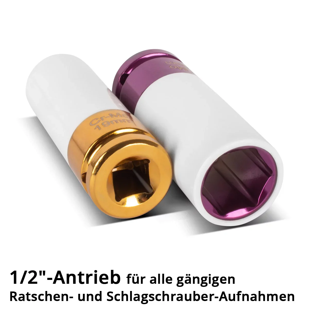 STAHLWERK Schlagschrauber-Nüsse-Set 1/2" Antrieb | 5 Schonnüsse 15, 17, 19, 21, 22 mm | Für einfachen Radwechsel | Cr-Mo-Stecknüsse für Alufelgen | Mit Felgenschutz | 6-Punkt-Profil | Farbcodiert - Image 5