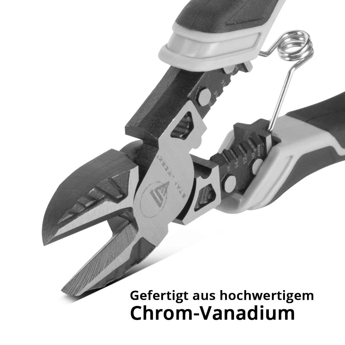 STAHLWERK Seitenschneider | Kombizange | Multifunktionszange | Abisolierzange | Crimpzange aus hochwertigem Chrom-Vanadium - Image 4