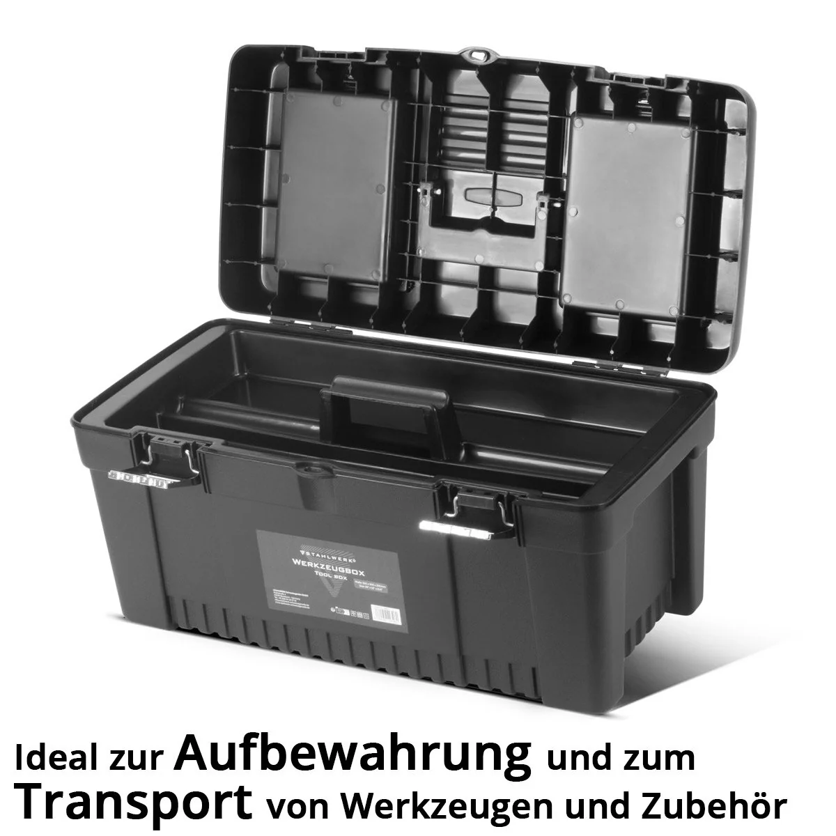 STAHLWERK Toolbox Set mit 4 leeren Werkzeugkisten | Werkzeugbox | Werkzeugkoffer | Werkzeugkasten | Werkzeug-Organizer | 4 in 1 Modul-System mit integrierten Sortimentsboxen - Image 4