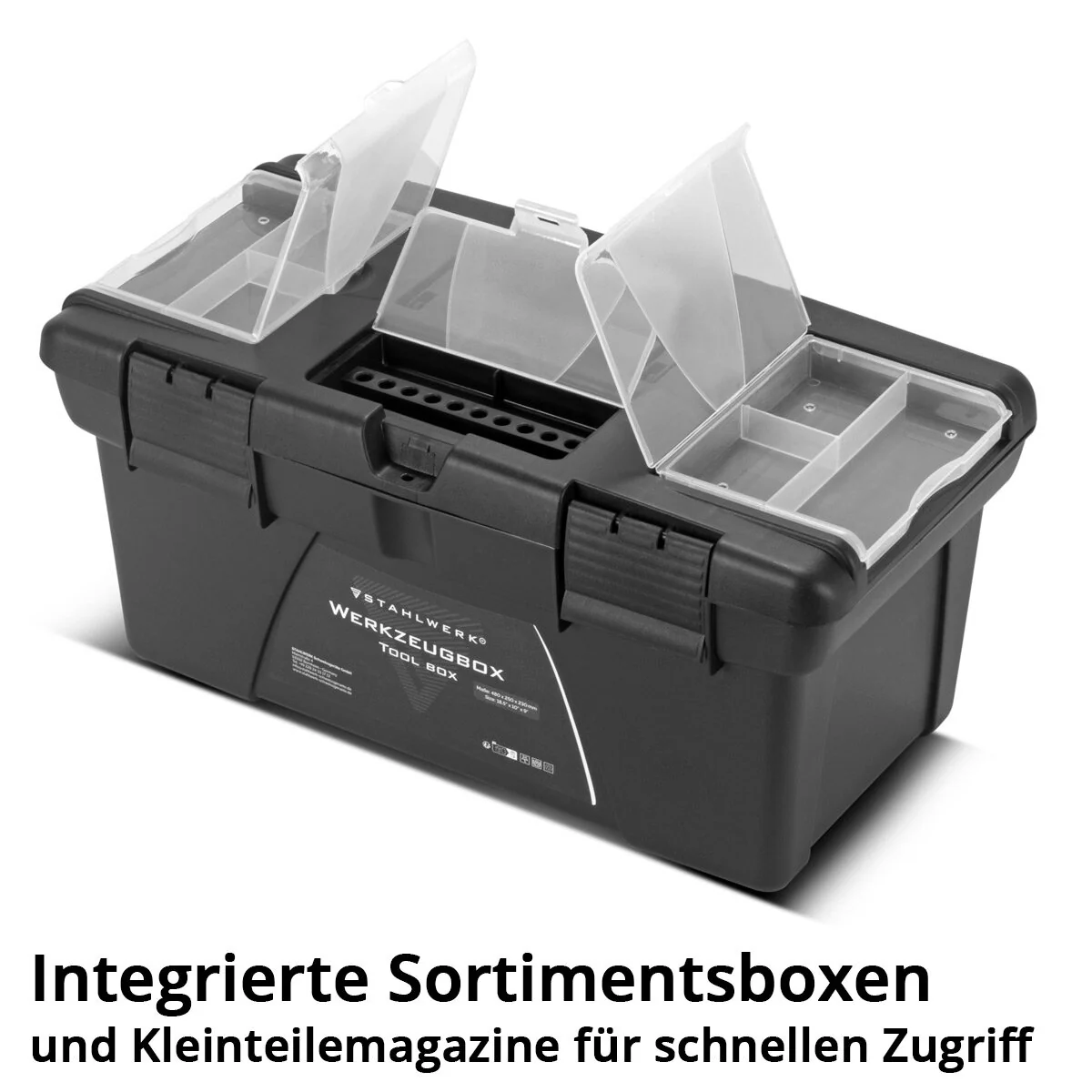 STAHLWERK Toolbox Set mit 5 leeren Werkzeugkisten | Werkzeugbox | Werkzeugkoffer | Werkzeugkasten | Werkzeug-Organizer | 5 in 1 Modul-System mit integrierten Sortimentsboxen - Image 5