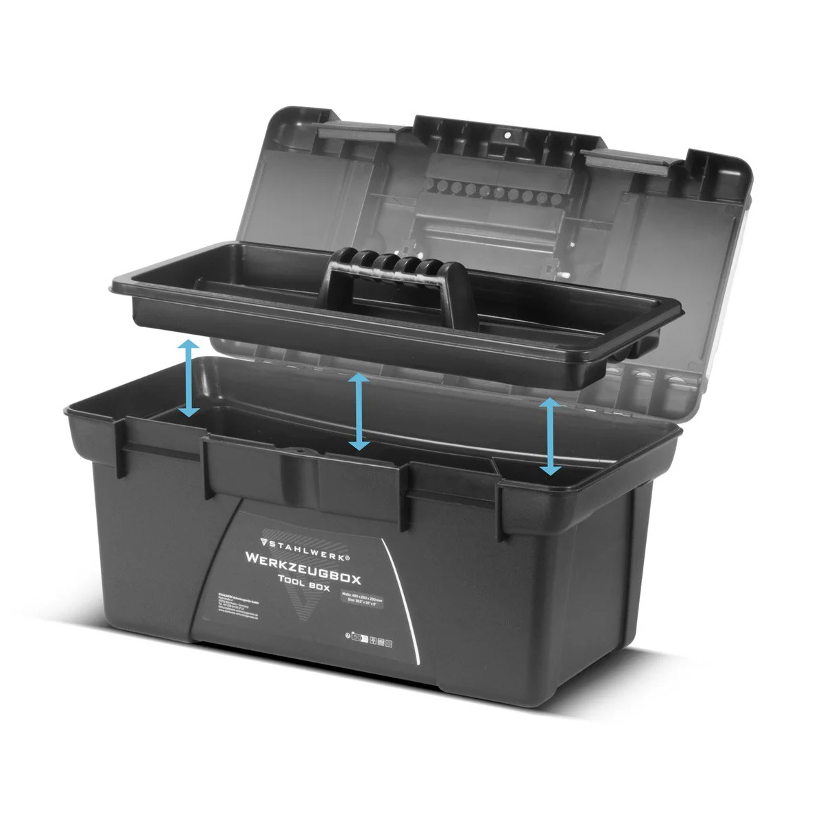 STAHLWERK Toolbox Set mit 5 leeren Werkzeugkisten | Werkzeugbox | Werkzeugkoffer | Werkzeugkasten | Werkzeug-Organizer | 5 in 1 Modul-System mit integrierten Sortimentsboxen - Image 8
