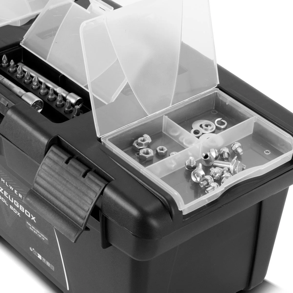 STAHLWERK Toolbox Set mit 5 leeren Werkzeugkisten | Werkzeugbox | Werkzeugkoffer | Werkzeugkasten | Werkzeug-Organizer | 5 in 1 Modul-System mit integrierten Sortimentsboxen - Image 9