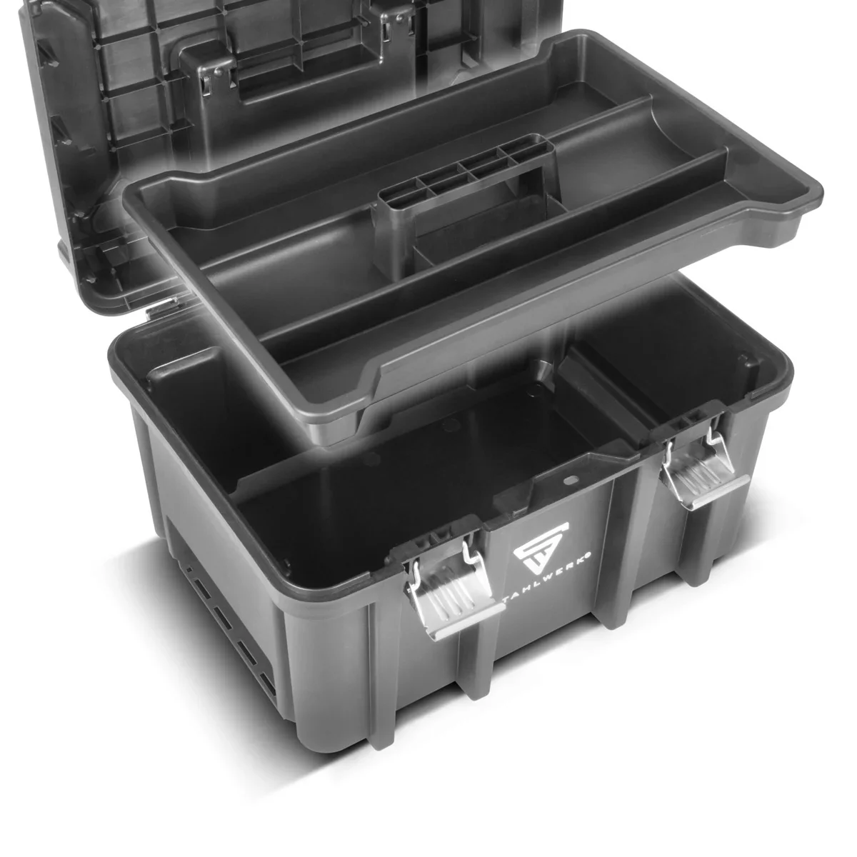STAHLWERK Toolbox Set | Mobiler Werkzeug-Trolley und Organizer mit Teleskopgriff | Flexibles Modul-System mit Sortimentsboxen | 3 stapelbare Werkzeugkisten | Werkzeugboxen mit Kleinteil-Organizer - Image 12