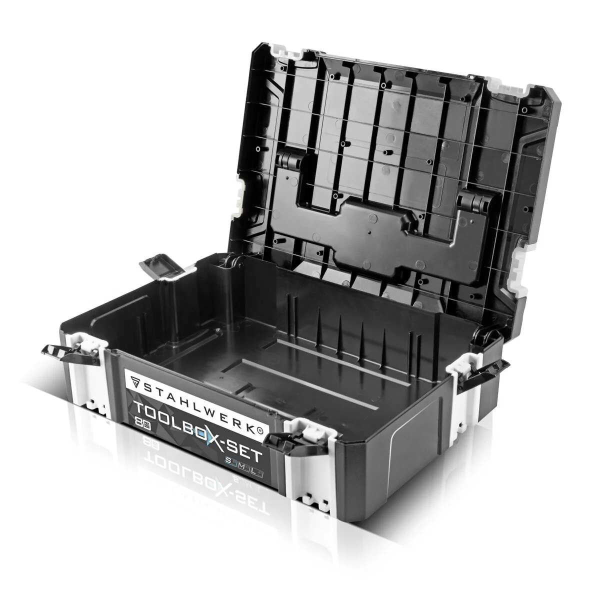 STAHLWERK Universal Toolbox Größe S 443 x 310 x 128 mm stapelbare Systembox | Werkzeugkiste | Werkzeugkoffer | Werkzeug-Organizer im Modul-System aus hochbelastbarem ABS-Kunststoff mit Tragegriff - Image 7
