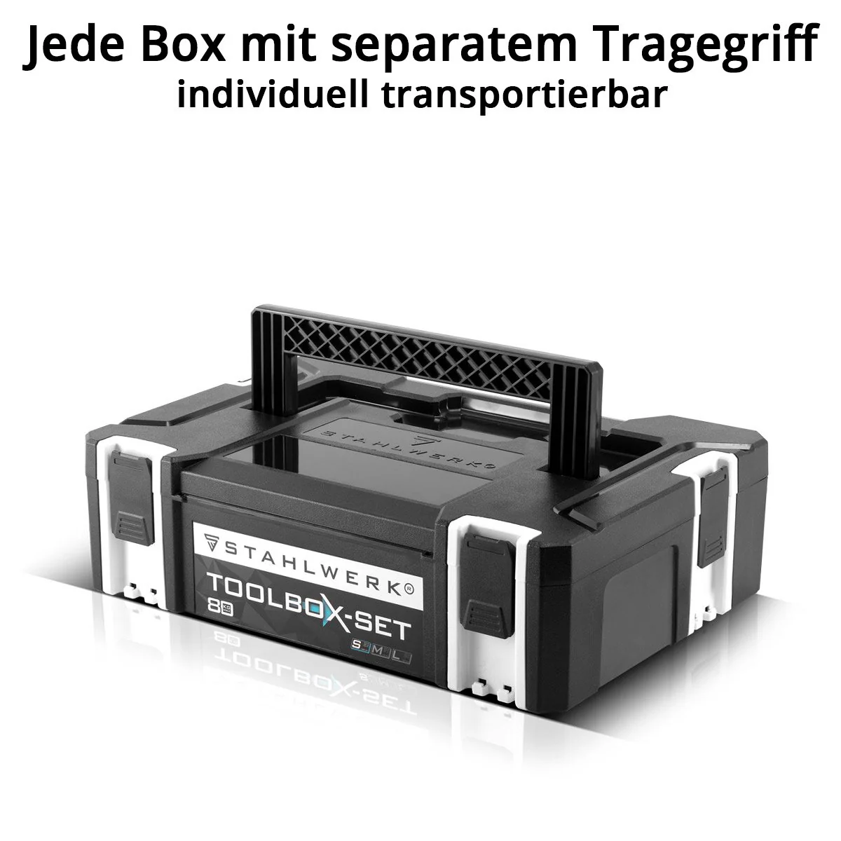 STAHLWERK Universal Toolbox Größe S 443 x 310 x 128 mm stapelbare Systembox | Werkzeugkiste | Werkzeugkoffer | Werkzeug-Organizer im Modul-System aus hochbelastbarem ABS-Kunststoff mit Tragegriff - Image 8
