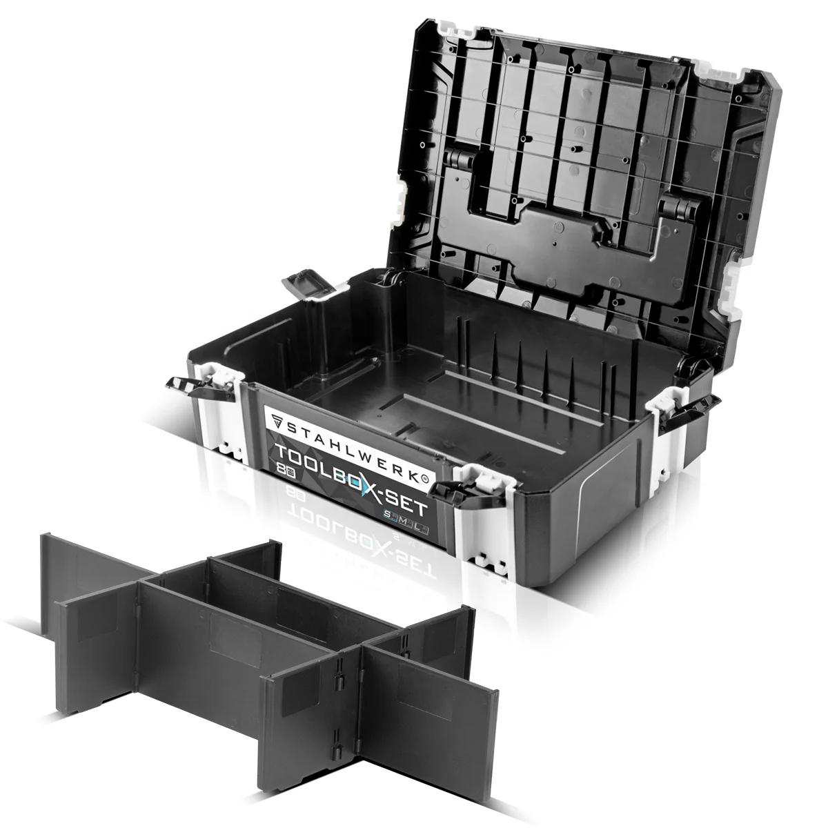 STAHLWERK Universal Toolbox mit Innenfach Größe S 443 x 310 x 128 mm stapelbare Systembox | Werkzeugkiste | Werkzeug-Organizer im Modul-System aus hochbelastbarem ABS-Kunststoff mit Tragegriff - Image 3