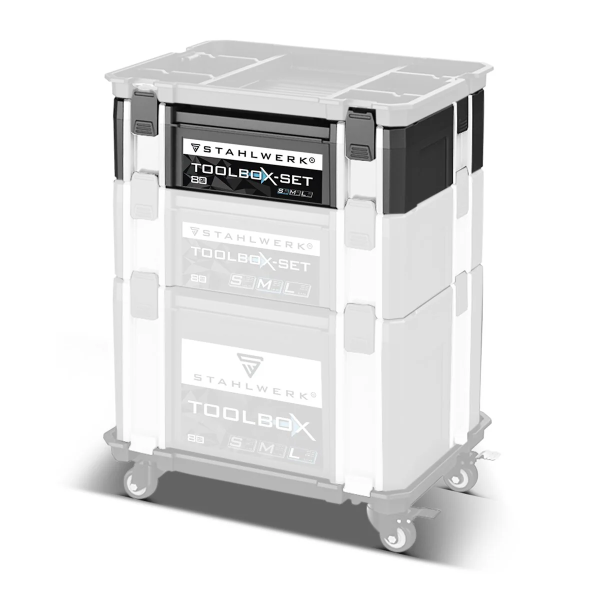 STAHLWERK Universal Toolbox mit Innenfach Größe S 443 x 310 x 128 mm stapelbare Systembox | Werkzeugkiste | Werkzeug-Organizer im Modul-System aus hochbelastbarem ABS-Kunststoff mit Tragegriff - Image 4