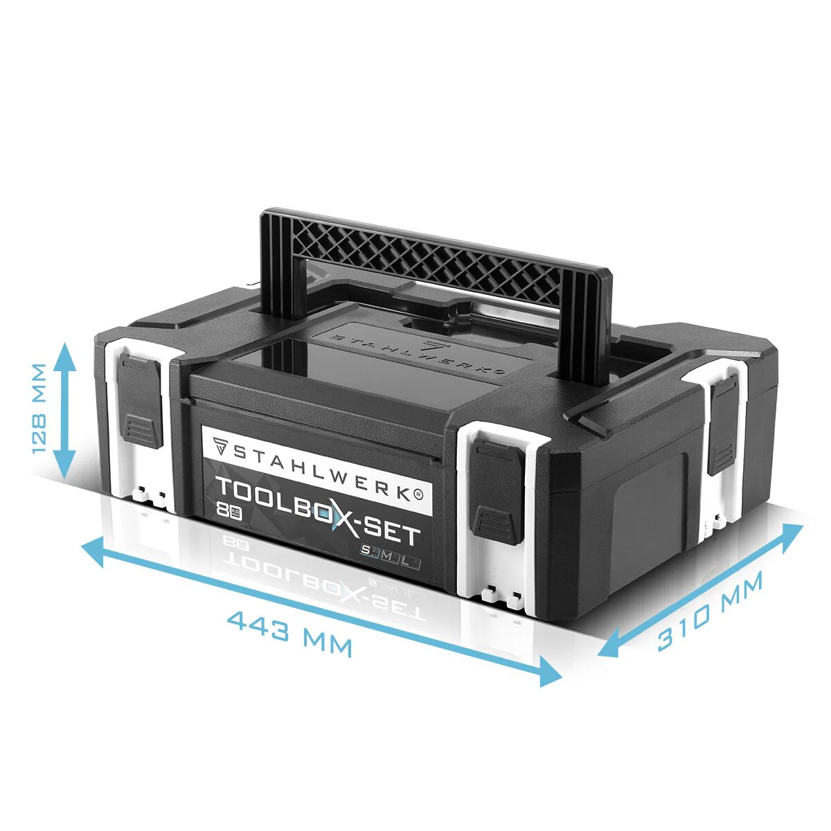 STAHLWERK Universal Toolbox mit Innenfach Größe S 443 x 310 x 128 mm stapelbare Systembox | Werkzeugkiste | Werkzeug-Organizer im Modul-System aus hochbelastbarem ABS-Kunststoff mit Tragegriff - Image 6