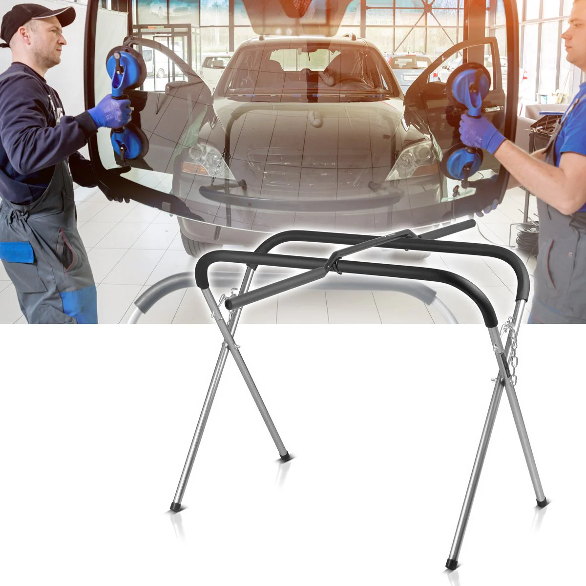STAHLWERK Verstellbare Verlängerung VTA-200 ST mit 90 kg Tragkraft für Kfz Lackierständer | Scheibenbock | Lackierbock | Montageständer | Arbeitsbock | X-Bock | Windschutzscheibenständer - Image 8