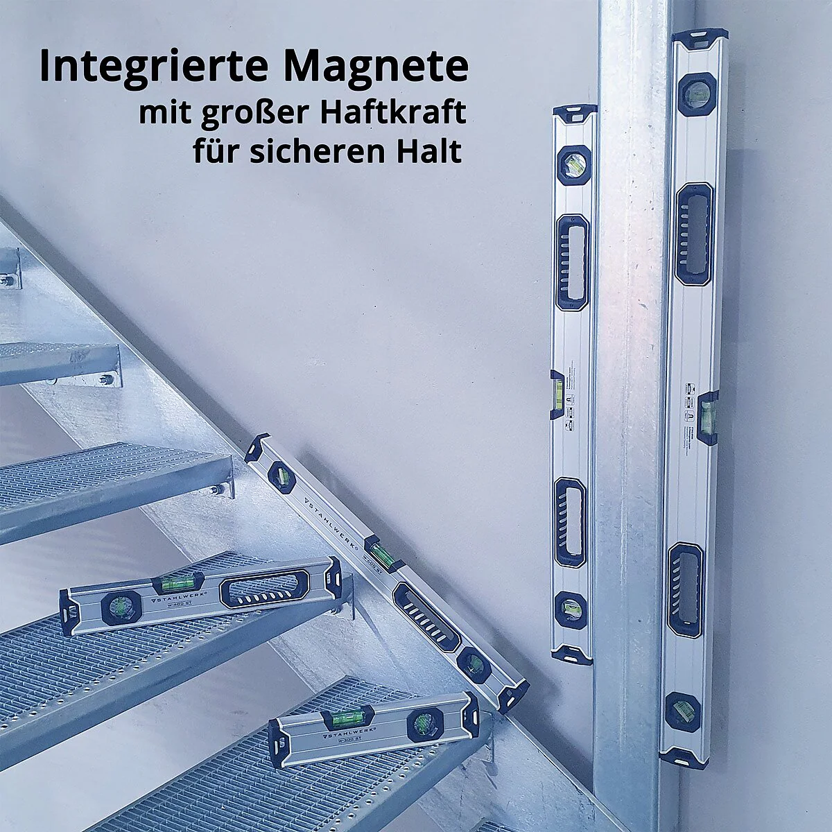 STAHLWERK Wasserwaage W-400 ST aus Aluminium mit 400 mm Länge magnetische Richtwaage | Magnet-Wasserwaage | Aluminium-Wasserwaage - Image 8