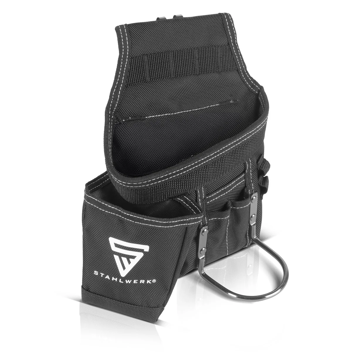 STAHLWERK Werkzeuggürtel aus robustem Polyestergewebe | multifunktionale Werkzeug Gürteltasche mit großzügigem Stauraum, Hammerhalter, Maßbandhalter | Handwerkergürtel | Werkzeugtasche - Image 3