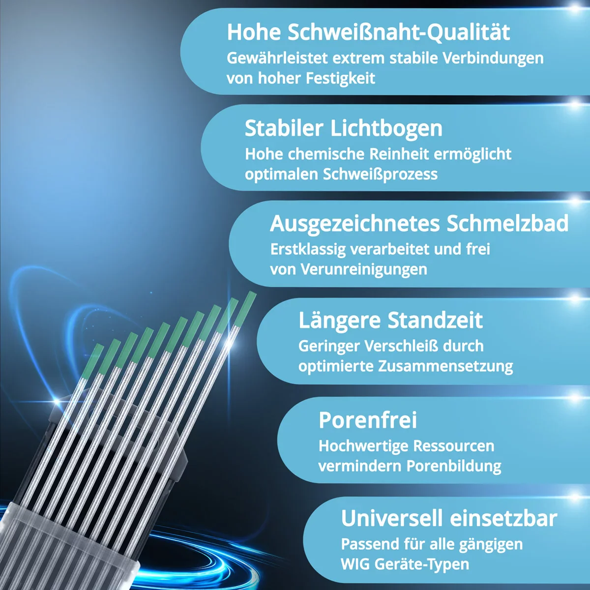STAHLWERK Wolframelektroden / Schweißelektroden WP Grün 2,4 mm x 175 mm im praktischen 10er Set - Image 3