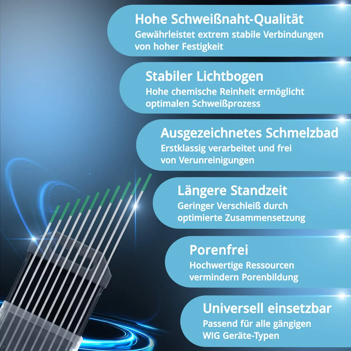 STAHLWERK Wolframelektroden WP Grün 1,6 mm x 175 mm 10 Stück - Image 3