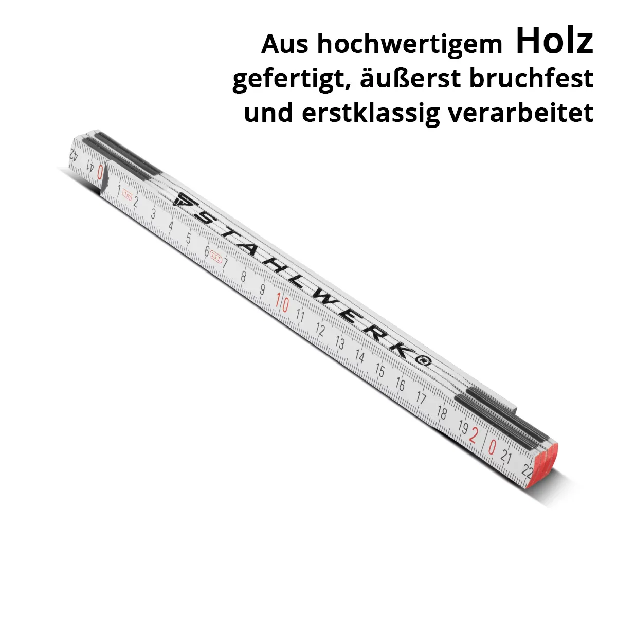 STAHLWERK Zollstock 1 Meter präziser Holz-Gliedermaßstab | Meterstab | Maßstab | Maßband | Metermaß mit gut ablesbaren metrischen Ziffern - Image 5