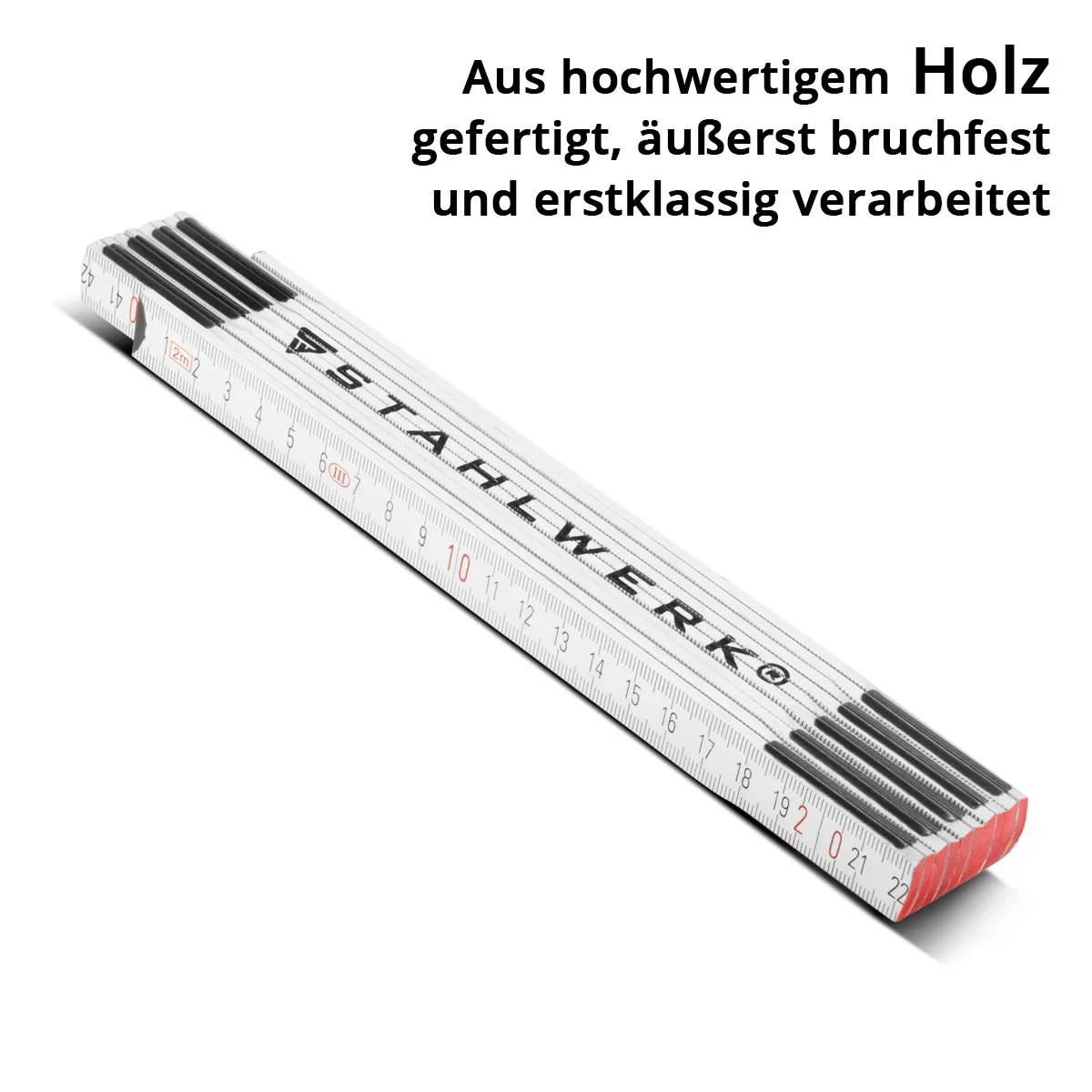 STAHLWERK Zollstock 2 Meter präziser Holz-Gliedermaßstab | Meterstab | Maßstab | Maßband | Metermaß mit gut ablesbaren metrischen Ziffern - Image 5