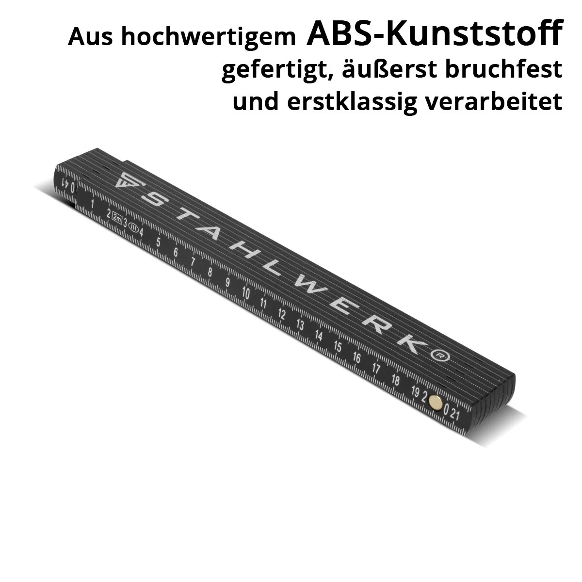 STAHLWERK Zollstock 2 Meter präziser Kunststoff-Gliedermaßstab | Meterstab | Maßstab | Maßband | Metermaß mit gut ablesbaren metrischen Ziffern - Image 4